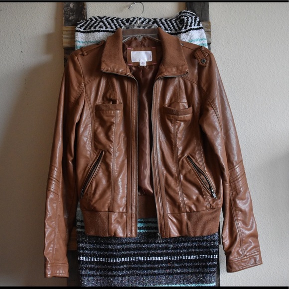 xhilaration brown leather jacket